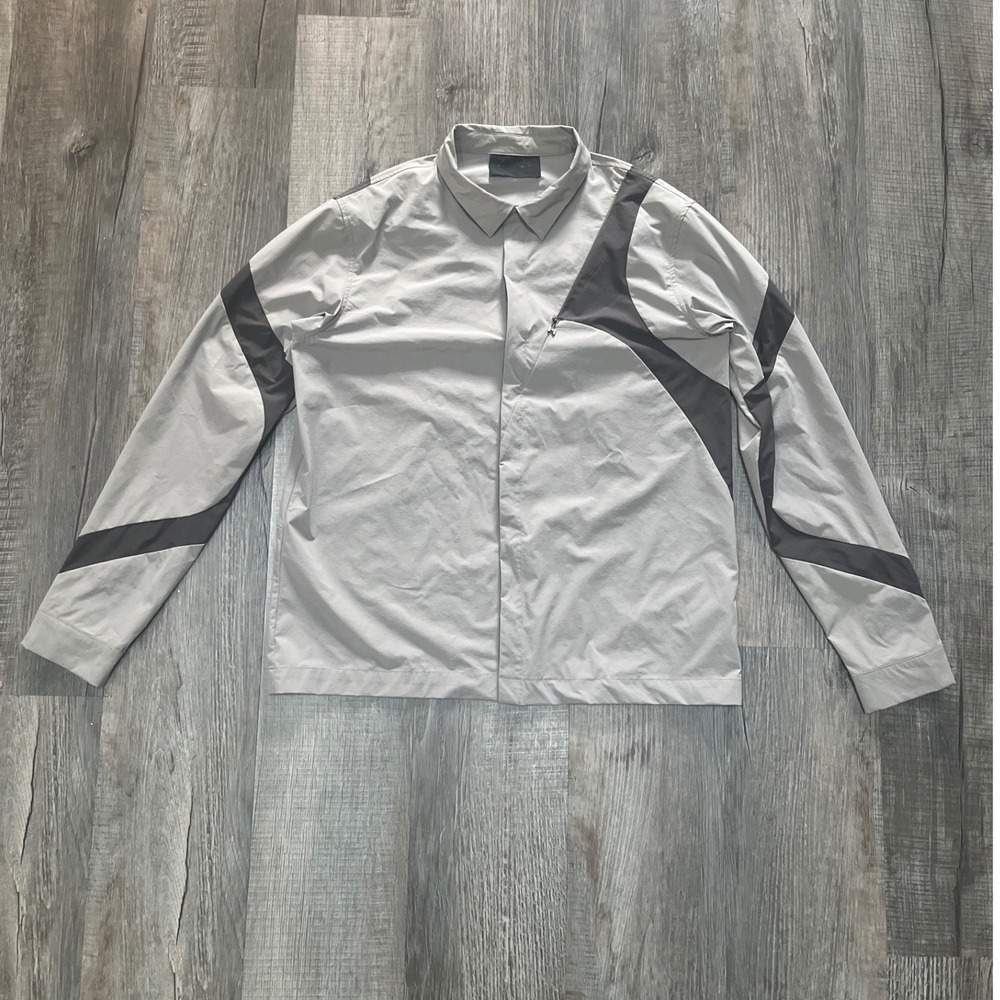 Heliot Emil Mens Technical Curved Panel Long Sleeve Shirt Grey Size 50 L